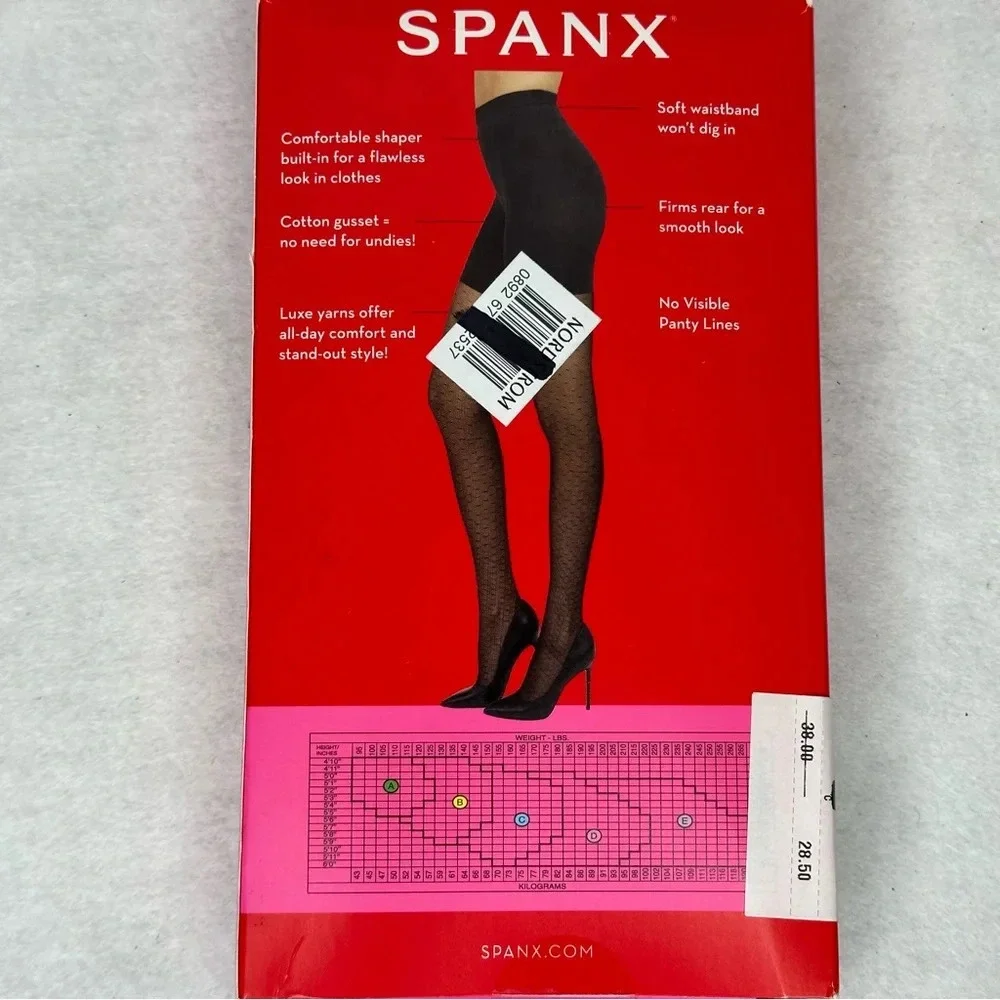 Spanx Tight End Tights Micro Dot Fishnet Tights in Very Black. Sz: C
